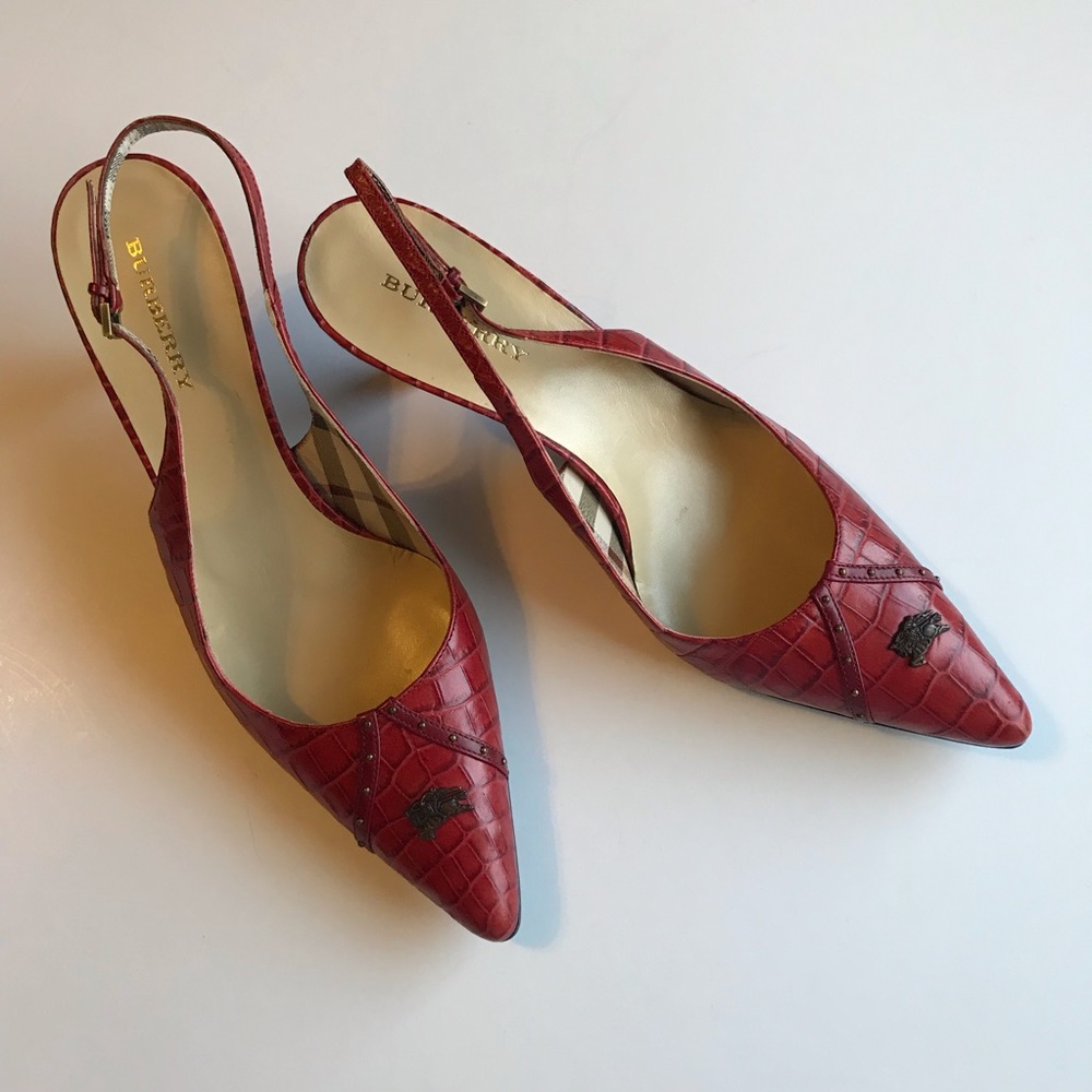 NWT Burberry Crocodile Slingbacks Pumps